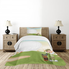 Little Boy Hitting the Ball Bedspread Set