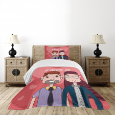 Cartoon Style Valentine's Day Bedspread Set