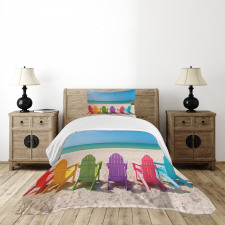 Colorful Wooden Deckchairs Bedspread Set