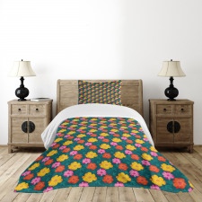 Hand Drawn Flowers Petals Bedspread Set