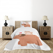 Mother and Calf with Heart Bedspread Set