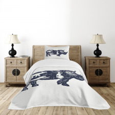 Woman and Animal Motifs Spots Bedspread Set