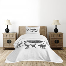 Sketch Animal Tribal Bedspread Set