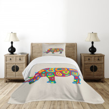 Rainbow Colored Motifs Animal Bedspread Set