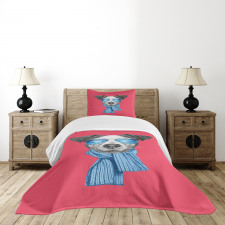 Hipster Dog Glasses Bedspread Set