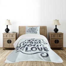 Lettering Blue Grunge Star Bedspread Set