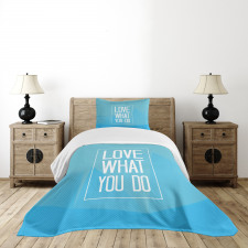 Modern Design Words in Frame Bedspread Set