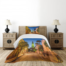 Street at Sunset Scene Bedspread Set