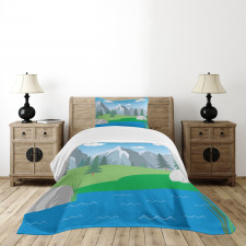 Cartoon Spring Scene Bedspread Set