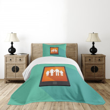 Cartoon Family Silhouette Bedspread Set