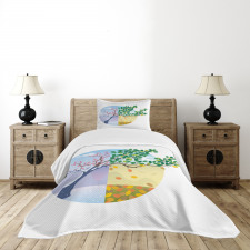 Cartoon Cycle of the Seasons Bedspread Set