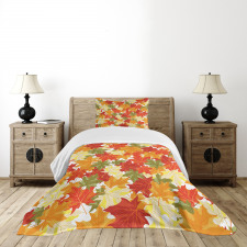 Pile of Foliage Tree Leaves Bedspread Set