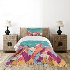 Fall Landscape Swirling Clouds Bedspread Set