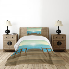 Doodle Landsape Port and Sea Bedspread Set