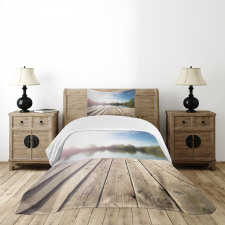 Grunge Wood Pier Blurred Photo Bedspread Set