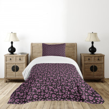 Rose Romance on Dark Backdrop Bedspread Set