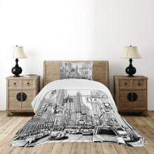 Street of New York Urban Sketch Bedspread Set