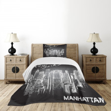 New York Manhattan Skyscrapers Bedspread Set