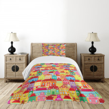 Colorful Houses Bedspread Set