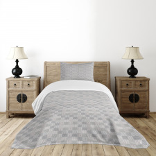 Squares with Wavy Lines Bedspread Set