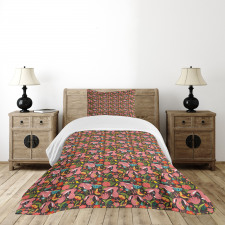 Rabbit and Flowers Bedspread Set