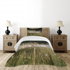 Sign Pole Among Field Bedspread Set