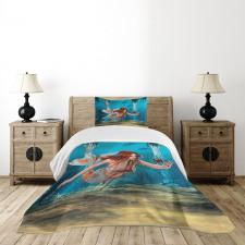 Magic Aqua Sea Lily Bedspread Set