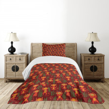 Funny Playful Monkeys Bedspread Set