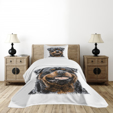 Hand Drawn Image of Dog Bedspread Set