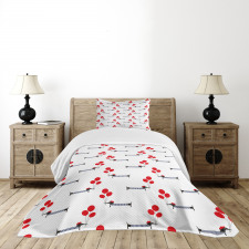 Parisian Dog and Balloons Bedspread Set