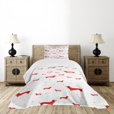 Dog with Hearts and Dots Bedspread Set