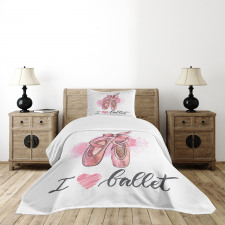 I Love Ballet Typography Bedspread Set