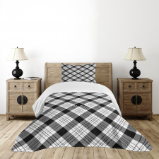 Diagonal Hatched Polygons Bedspread Set