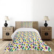 Symbolic Mardi Gras Design Bedspread Set