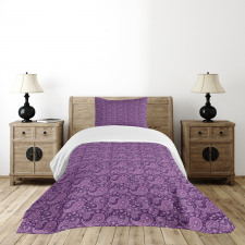 Floral Motif Damask Bedspread Set