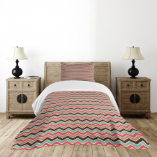 Grunge Retro Zigzags Bedspread Set