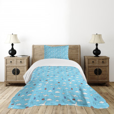 Planes and Luggage on Sky Bedspread Set