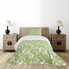 Sketch Drawn Citrus Fruit Bedspread Set