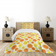 Cheerful Lemon and Orange Bedspread Set