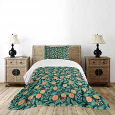 Citrus Leaf Botanical Art Bedspread Set