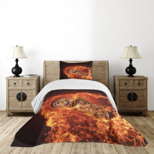 Motorbike in Fire Bedspread Set