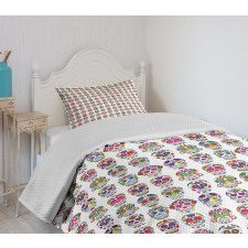 Skulls with Flowers Bedspread Set