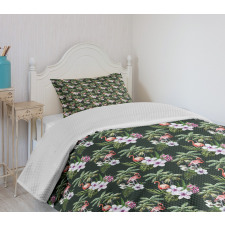 Exotic Flamingo Bouquet Bedspread Set