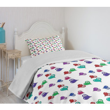 Hearts and Skulls Bedspread Set