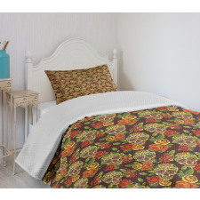 Diamond Flowers Leaves Bedspread Set