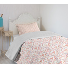 Peachy Feminine Theme Flower Bedspread Set