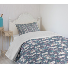 Soft Tones Neat Floral Art Bedspread Set