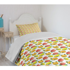 Watercolor Citrus Pomegranate Bedspread Set