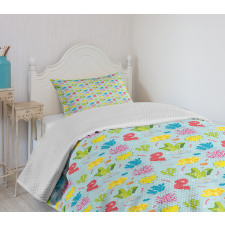 Colorful Seaweed Coral Bedspread Set