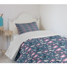 Avian Animals Polka Dots Bedspread Set